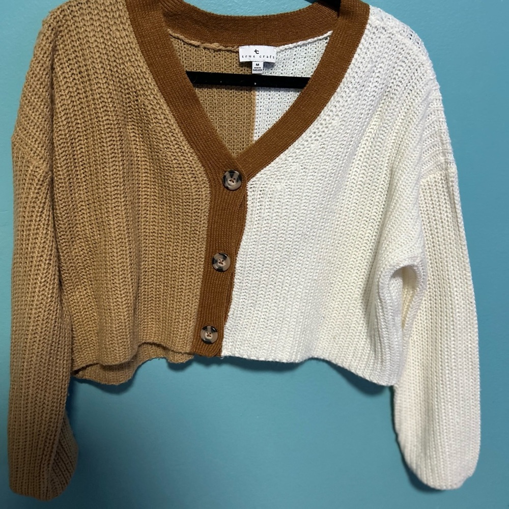 Two-Tone Brown and White Women's Sweater